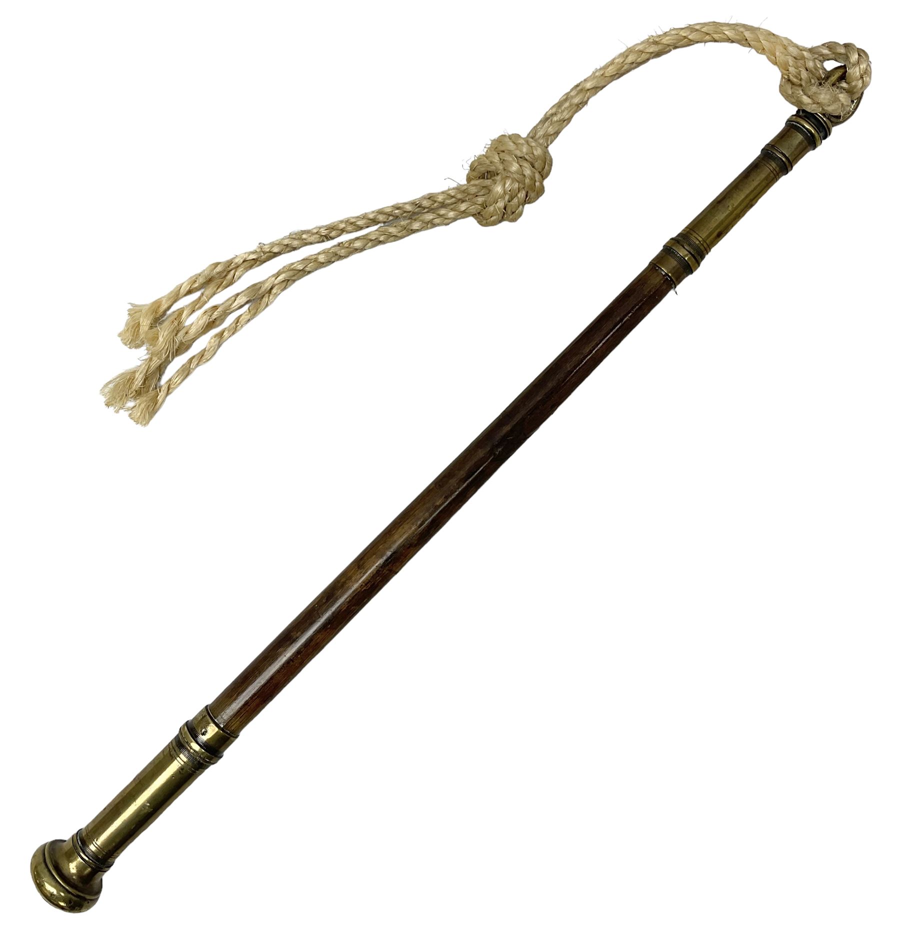 19th Century tipstaff, with brass finial and hardwood handle, L48cm