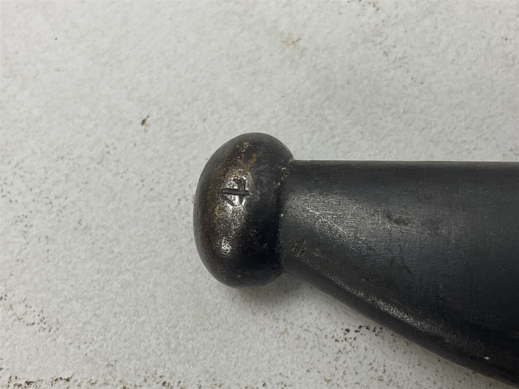 French Model 1866 Chassepot bayonet with 57cm curving fullered steel blade dated 1873 No.L63963; in steel scabbard with conforming number L71.5cm overall; and French St. Etienne Gras bayonet dated 1878 No.K10674 in steel scabbard numbered 79437 (2)