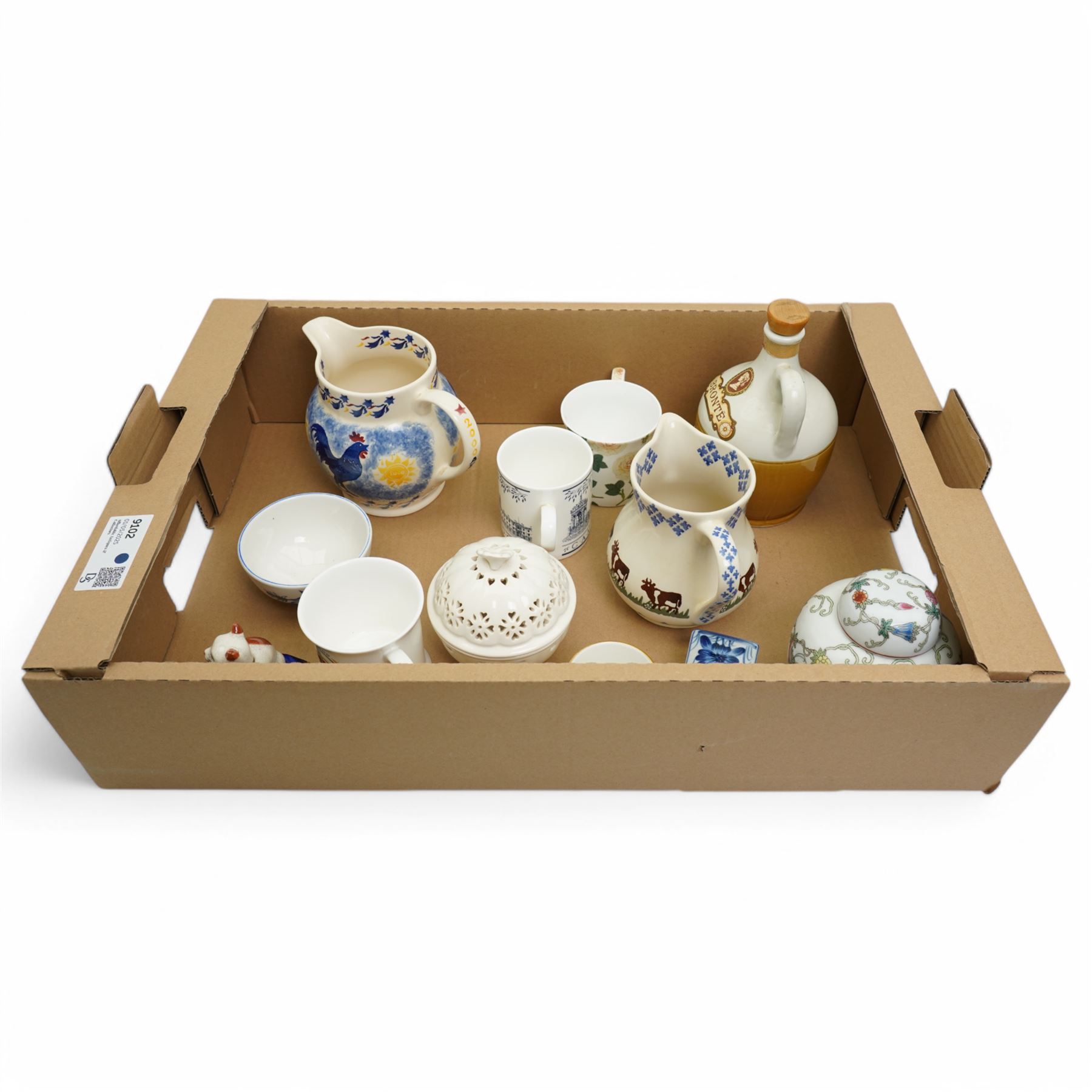 Emma Bridgewater limited edition Millenium jug made for Mulberry Hall 23/500, Brixton Pottery jug, Chinese ginger jar etc  