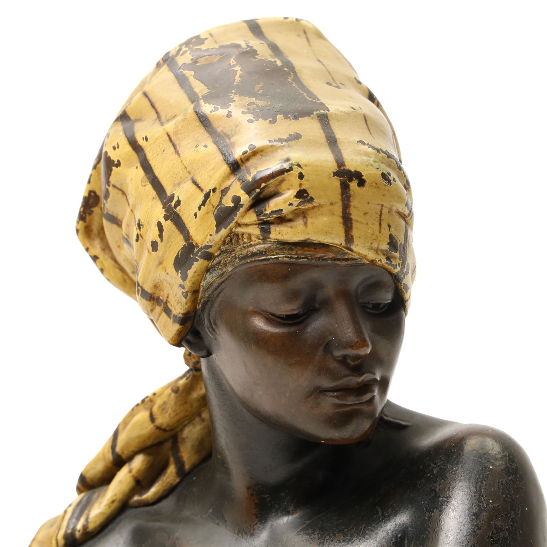 After Rudolf Thiele (German 1856-1930): North African Woman, bronzed composite figure, numbered 3635 to base, 31cm