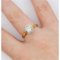 18ct gold single stone round brilliant cut diamond ring, Birmingham 1994, diamond approx 1.90 carat