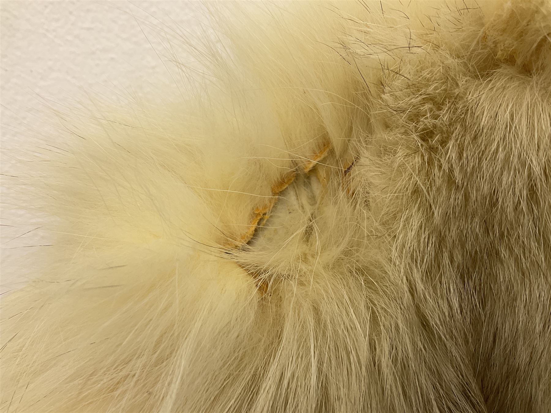 White Arctic Fox fur coat with loop fasteners 