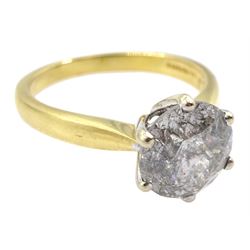 Gold single stone round brilliant cut diamond ring, hallmarked, diamond 2.83 carat