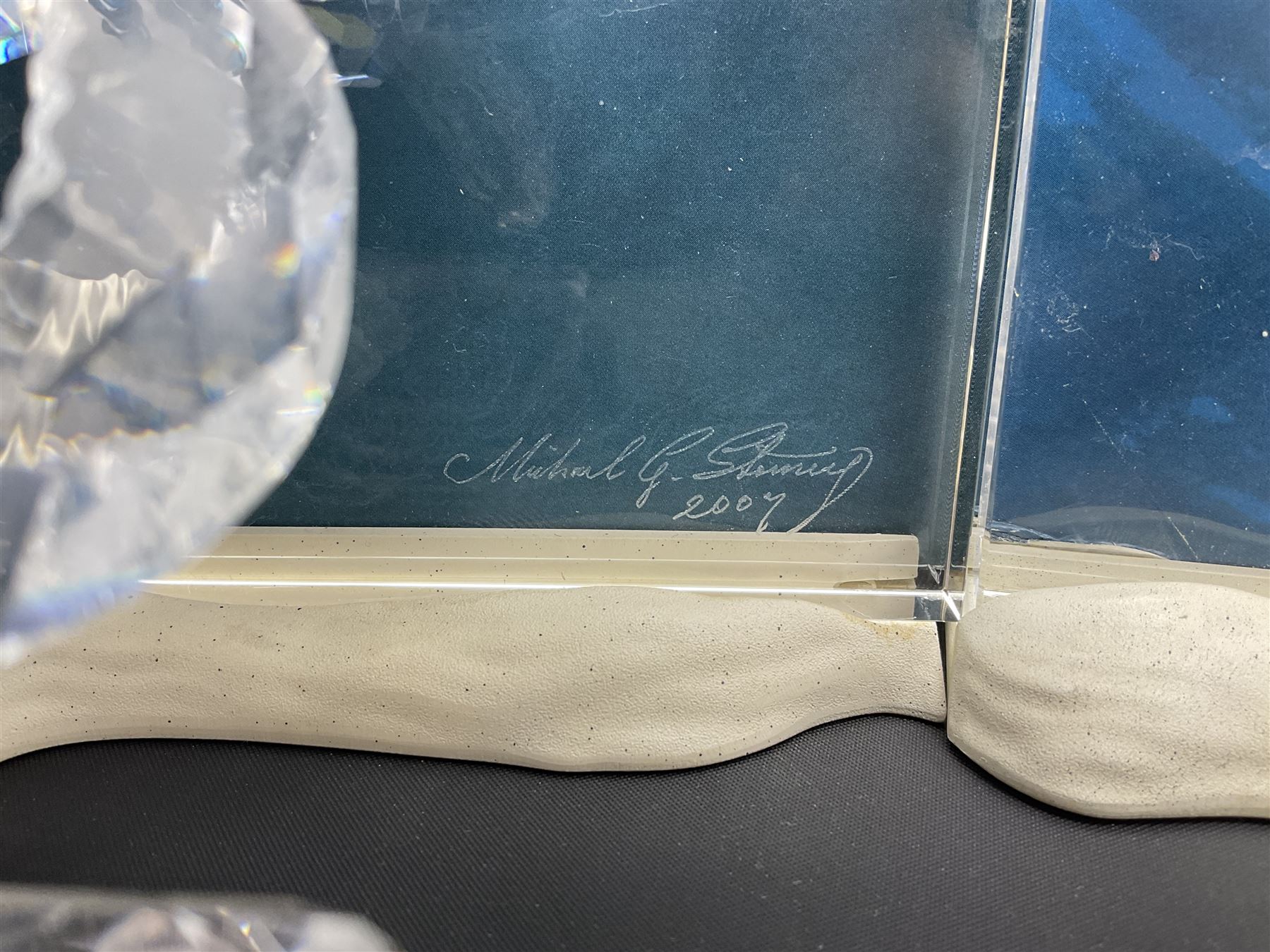 Swarovski Crystal, Wonders of the Sea Trilogy: 'Eternity', 'Community' and 'Harmony', all with stands and plaques, H20cm