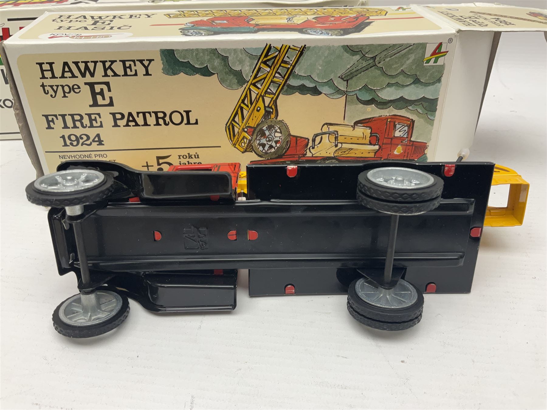 Kovap - eleven tinplate models to include Tractor and Trailer, Road Roller 1927, Moving Moneybox 1924, Hawkeye type B 1924, Boy on a Tricycle; all in original boxes 