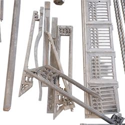 Architectural Salvage - Quantity of 19th century oak church panels including gilt decorated statue stand, carved fret work rails, confessional door with carved uprights etc
Notes: Removed in the 19th century from the church in the grounds of a private Yorkshire estate 
Provenance: property of a Nobleman