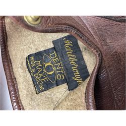 British Army General Staff officer's peaked cap by Herbert Johnson London in Moss Bros. delivery box; two officer's Sam Browne leather belts; leather pistol holster and sword hanger; pair of leather gloves and pair of spurs