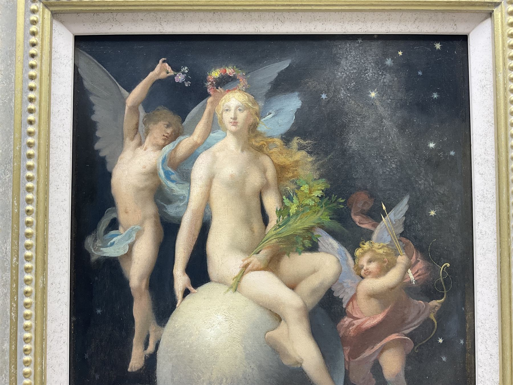 Urbain Bourgeois (French 1842-1911): The Crowning of Venus, oil on canvas signed 41cm x 32cm 
Provenance: private collection, purchased Christie's London 12th September 2013 Lot 156