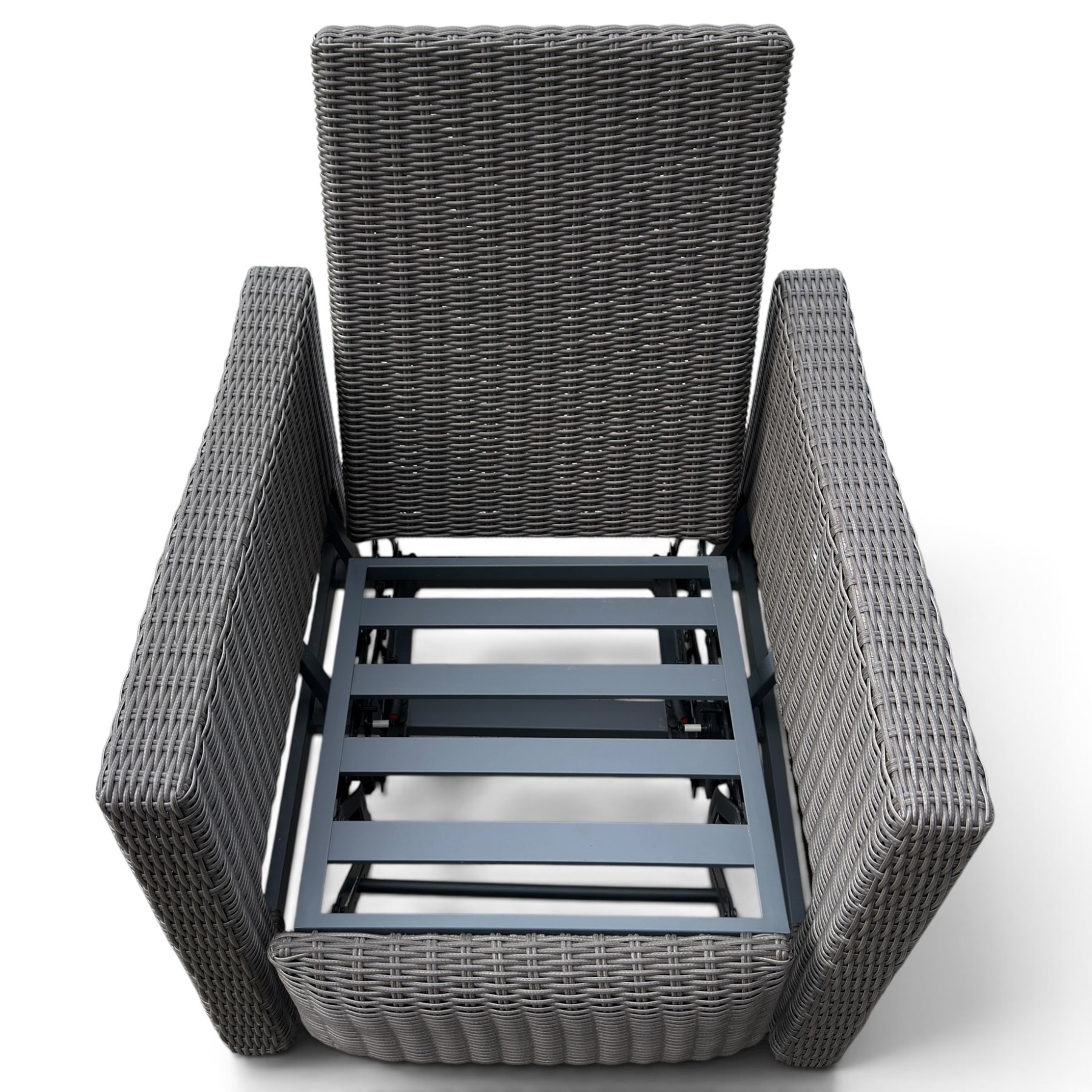 Kettler - Palma rattan garden reclining lounger chair, of high-back and square form with reclining and extending foot-rest function, with loose seat cushions and protective cover