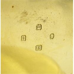 Early 20th century 18ct gold open face keyless lever pocket watch by W. Davis & Sons, Birmingham, No. 2373, white enamel dial with Roman numeral hour markers and subsidiary seconds dial, back case monogrammed with initials, markers mark AS, London 1928