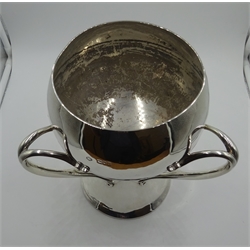  Arts and Crafts silver trophy, three handles by Carrington & Co (John Bodman Carrington) London 1900, later inscription 'John Kennedy Cup AYR 18th July 1960 won by Shingwezi 2yrs', H25.5cm, approx 69oz  