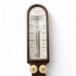 Late 19th-century rosewood improved marine barometer, the bone dial signed 