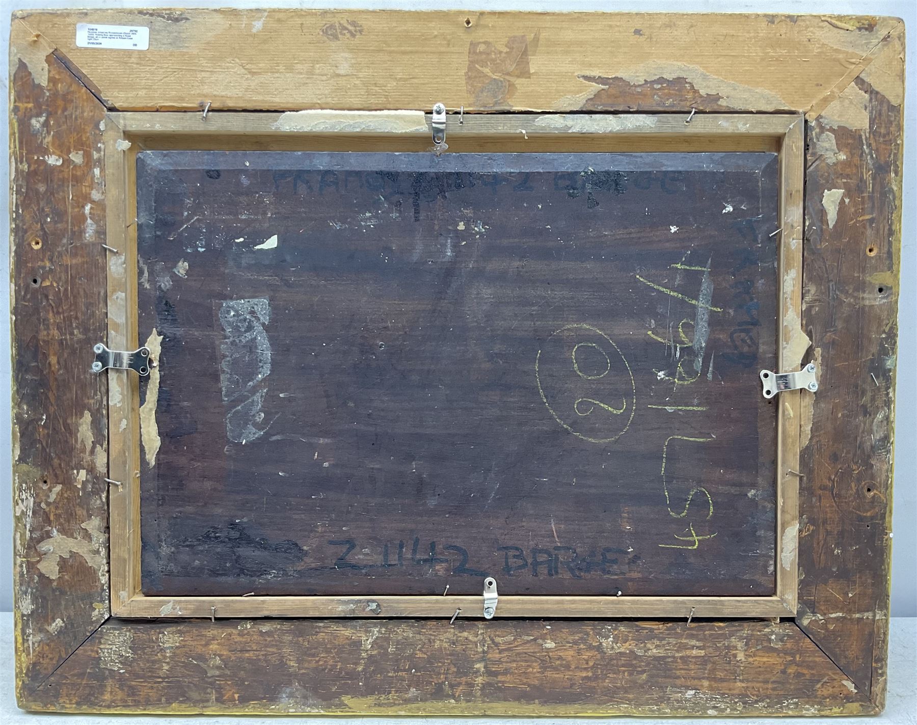 Nicolaas Johannes Roosenboom (Dutch 1805-1880): Rowing Boat approaching a Royal Barge, oil on panel signed on flotsam lower right 33cm x 47cm