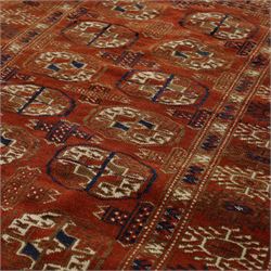 Tekke Turkman rug, madder red field decorated with repeating rows of octagonal guls, framed by multiple geometric borders, 86x133cm and an Anatolian flatweave kilim, 95x140cm, (2)