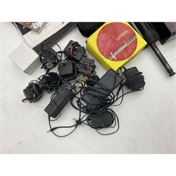 Alesis SR-16 drum machine, Neewer 48V phantom power supply, microphone stand, Genexxa microphone, quantity of jack to jack cables and other similar items