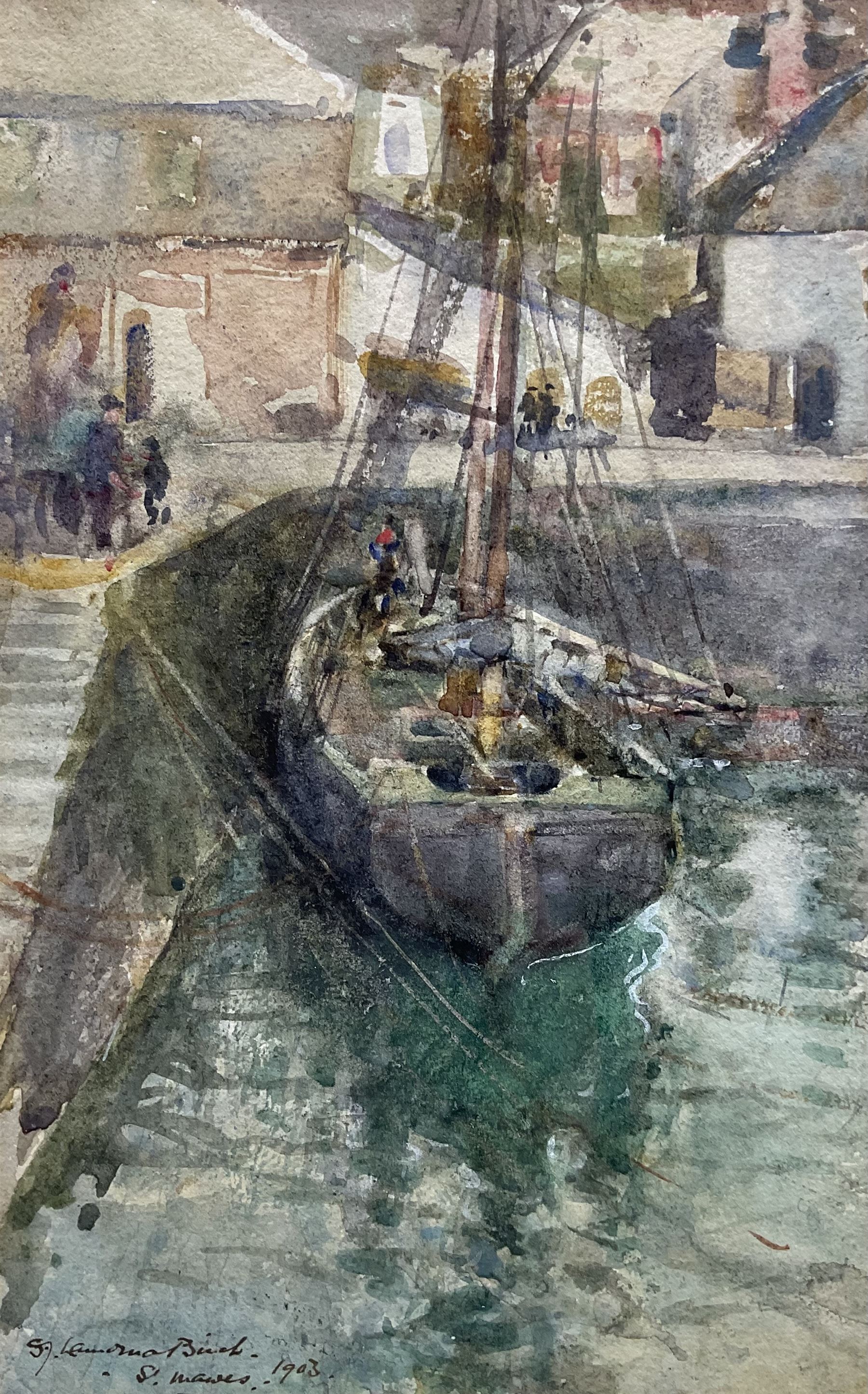 Samuel John 'Lamorna' Birch (Newlyn School 1869-1955): 'St Mawes' - Cornwall, watercolour signed titled and dated 1903, 21cm x 13cm