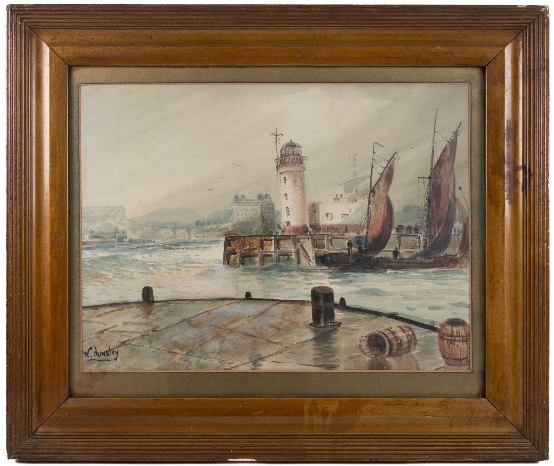 Walter Linsley Meegan (British 1859-1944): Scarborough Harbour, watercolour signed 35cm x 46cm 