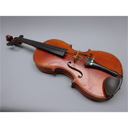 Murdoch & Murdoch violin c1930 with 36cm two-piece maple back and spruce top, bears label 'The Maidstone Murdoch & Murdoch', L59.5cm overall, in carrying case with two bows  
