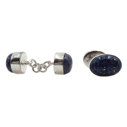  Pair of silver (tested) lapis lazuli cufflinks  