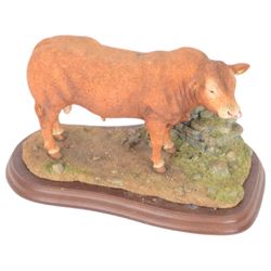 Two Border Fine Arts bull figures, comprising Belgian Blue Bull No A8953 and Limousin Bull No A9788