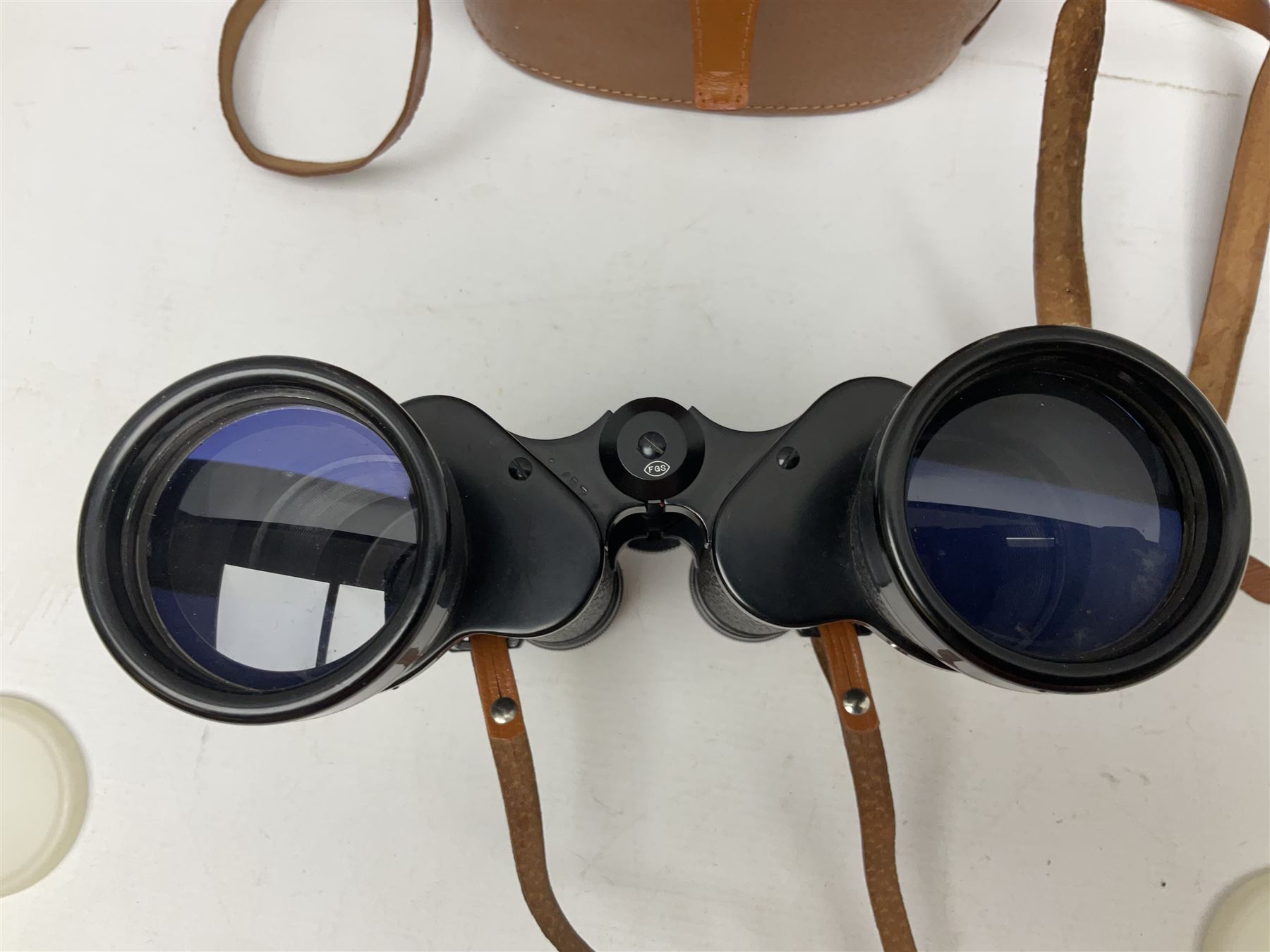 Brass telescope, together with Zenith 7 x 50 field binoculars, two polaroid cameras and other cameras and equipment 