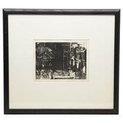 Maxwell Doig (Northern British 1966-): 'Pylons', drypoint etching on zinc signed dated 1990 and numbered 3/8 in pencil 22cm x 29cm 
