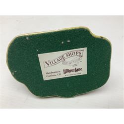 Thirteen Lilliput Lanes from the Shops Collection, including Apothecary, Horologist, China Shop, Penny Sweets, H Samuel etc, all with deeds and original boxes 