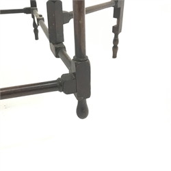  Edwardian mahogany spider leg Pembroke table, single drawer, turned supports, W68cm, H68cm, D85cm  