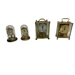 An assortment of six twentieth century mantle clocks and torsion clocks.