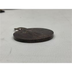 Two silver Georgian tablespoons, approximate total weight 3.36 ozt (104.7 grams), together with Great War Peace Medal 1919 and two others 