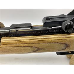 Feinwerkbau, Westinger & Altenburger Germany .22 LR bolt-action target rifle with 67cm barrel, fully adjustable weights and laminated stock, sliding weight rails and vernier rear sight; bi-pod rest at front; No.4225 L123.5cm overall SECTION 1 FIRE-ARMS CERTIFICATE REQUIRED       

