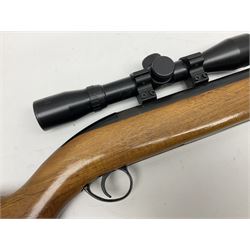 BSA 22 caliber air riffle with telescopic sight, in Fambeau hard case