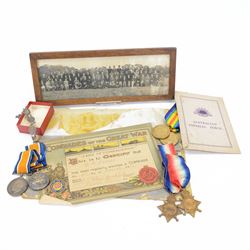 Three WWI medals, comprising 1914-15 Star, British War Medal and Victory Medal awarded to ...