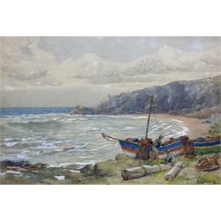 Albert George Stevens (Staithes Group 1863-1925): Whitby Cobles at Runswick Bay, watercolour signed 23cm x 34cm 
Provenance: private collection, purchased David Duggleby Ltd 3 March 2008 Lot 7; with Simon Wood, Brockfield Hall, York