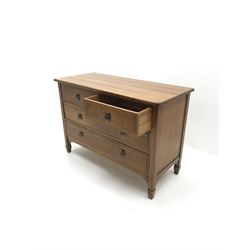 French cherry wood chest, two short and two long drawers, square tapering supports