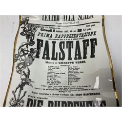 Fornasetti rectangular 'Falstaff' operatic billboard ashtray decorated with black and white text with a gilt border edge,  with printed mark beneath, H22cm 