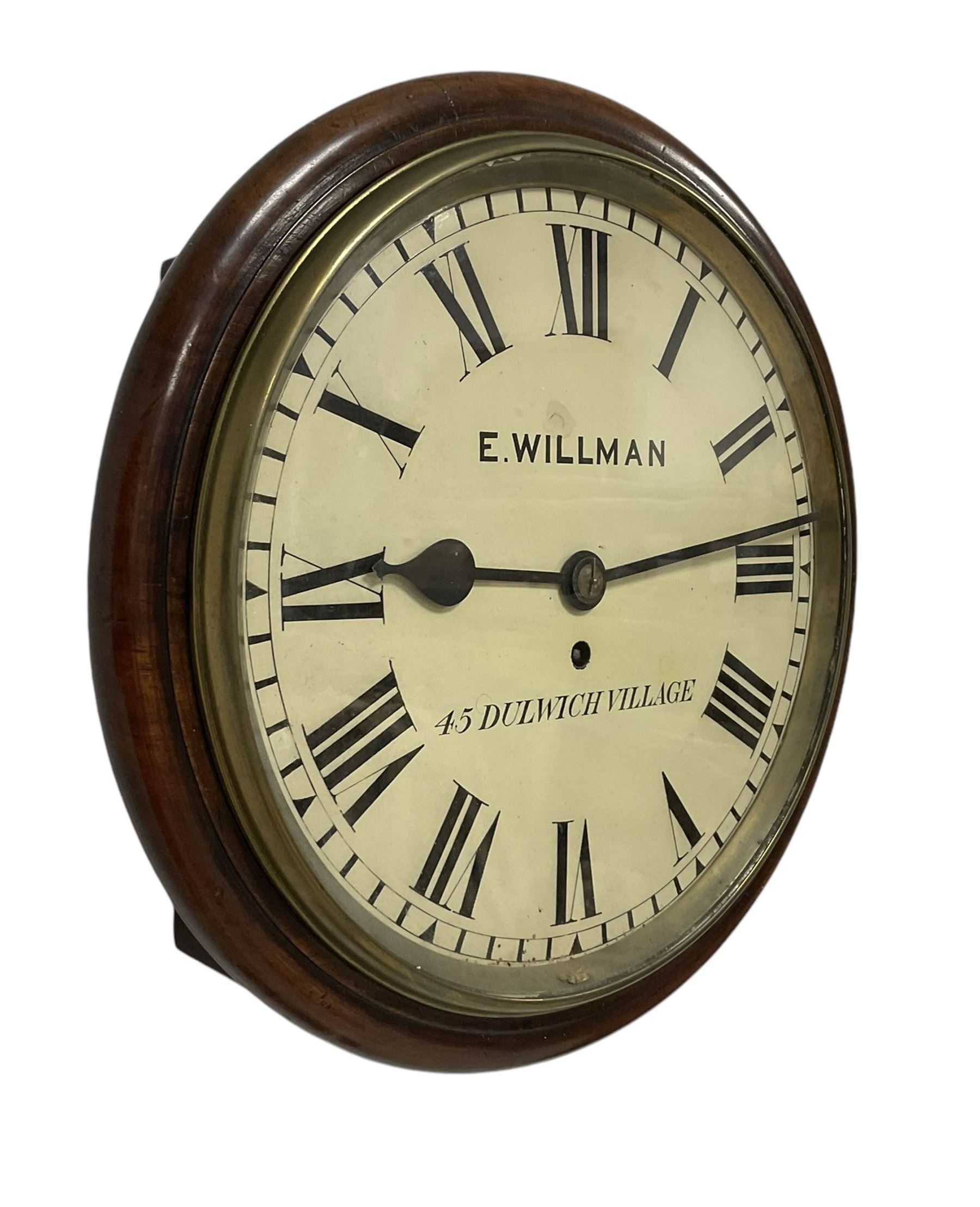 E. Willman of Dulwich Village, London - Early 20th century mahogany cased 8-day wall clock with a 12