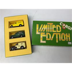 Twenty six boxed Corgi die-cast models, predominantly of Morris Minor vans, to include boxed limited edition Morris Minor van set, Morris Minor Saloon, Morris 100 Van with Bird's Custard livery, Royal Mail Morris Mini van etc