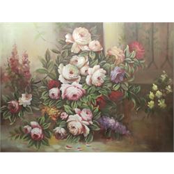 Large floral oil on canvas 92cm x 122cm (unframed) 
