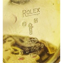 Rolex early 20th century ladies 9ct rose gold manual wind half hunter wristwatch, white enamel dial with Arabic hour markers, London import marks 1916, the back case engraved 'Vera', on later expanding bracelet, Birmingham 1960