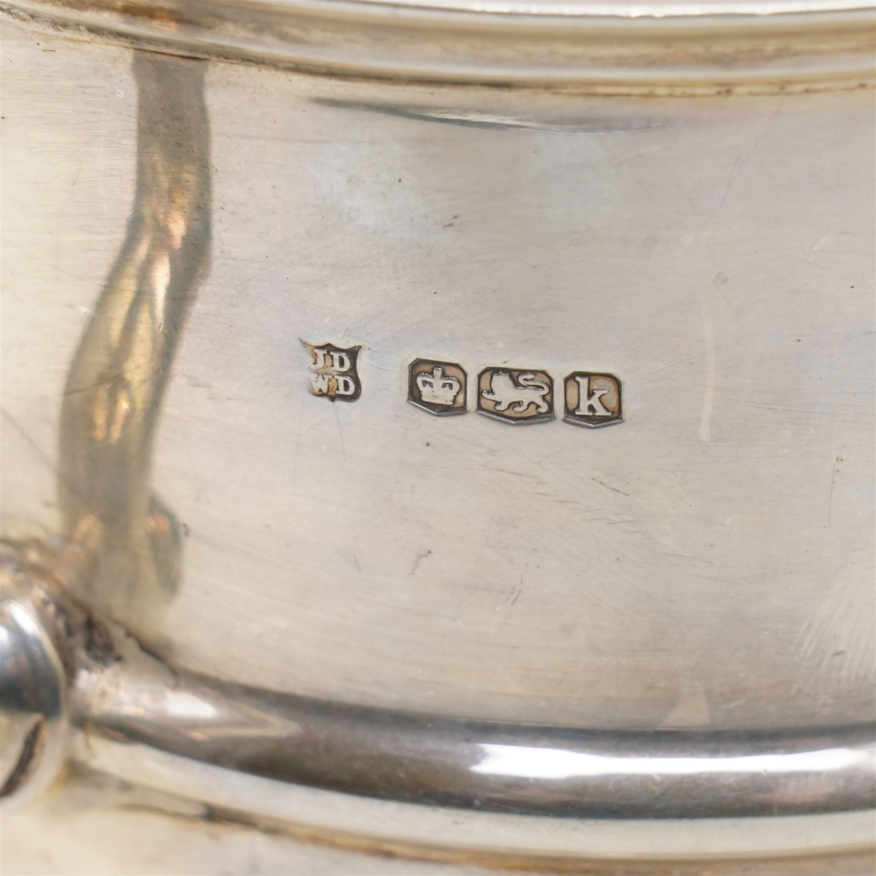 'The Albert Naylor Memorial Trophy' - A two handled silver cup with scroll handles and circular foot H19cm Sheffield 1927 Maker James Deakin & Sons 
