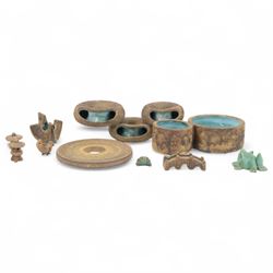  Clive Brooker; three studio pottery vases, of stylised form, largest H35cm