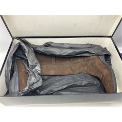 Collection of designer ladies shoes and boots, to include Donald J Pliner black court wedge, Stuart Weitzman over the knee stretch boots, Aquatalia Carmen boots, two pairs of Kurt Geiger ankle boots and Russel & Bromley Canterbury riding boots, various sizes, all in boxes (6)