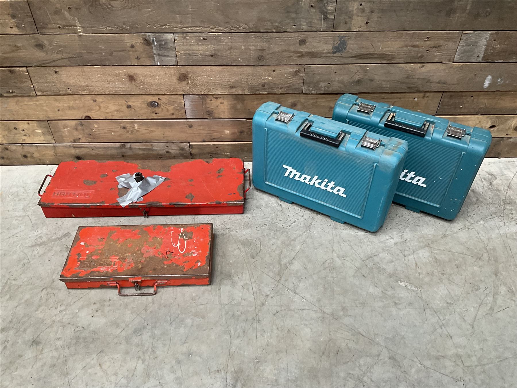 Two Britool socket sets, and two Makita drills