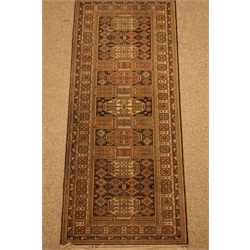  Persian blue ground rug, stylised design (205cm x 136cm), and another Persian rug (162cm x 68cm)  