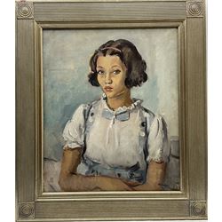 Philip Naviasky (Northern British 1894-1983): Portrait of a Girl in a White Dress, oil on canvas signed 59cm x 49cm
Provenance: Private American collection; with Grant Waters Fine Art, Angmering, West Sussex.