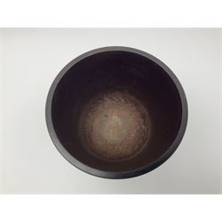 19th century large treen turned hardwood goblet, upon double knopped stem and circular foot, H23.5cm 