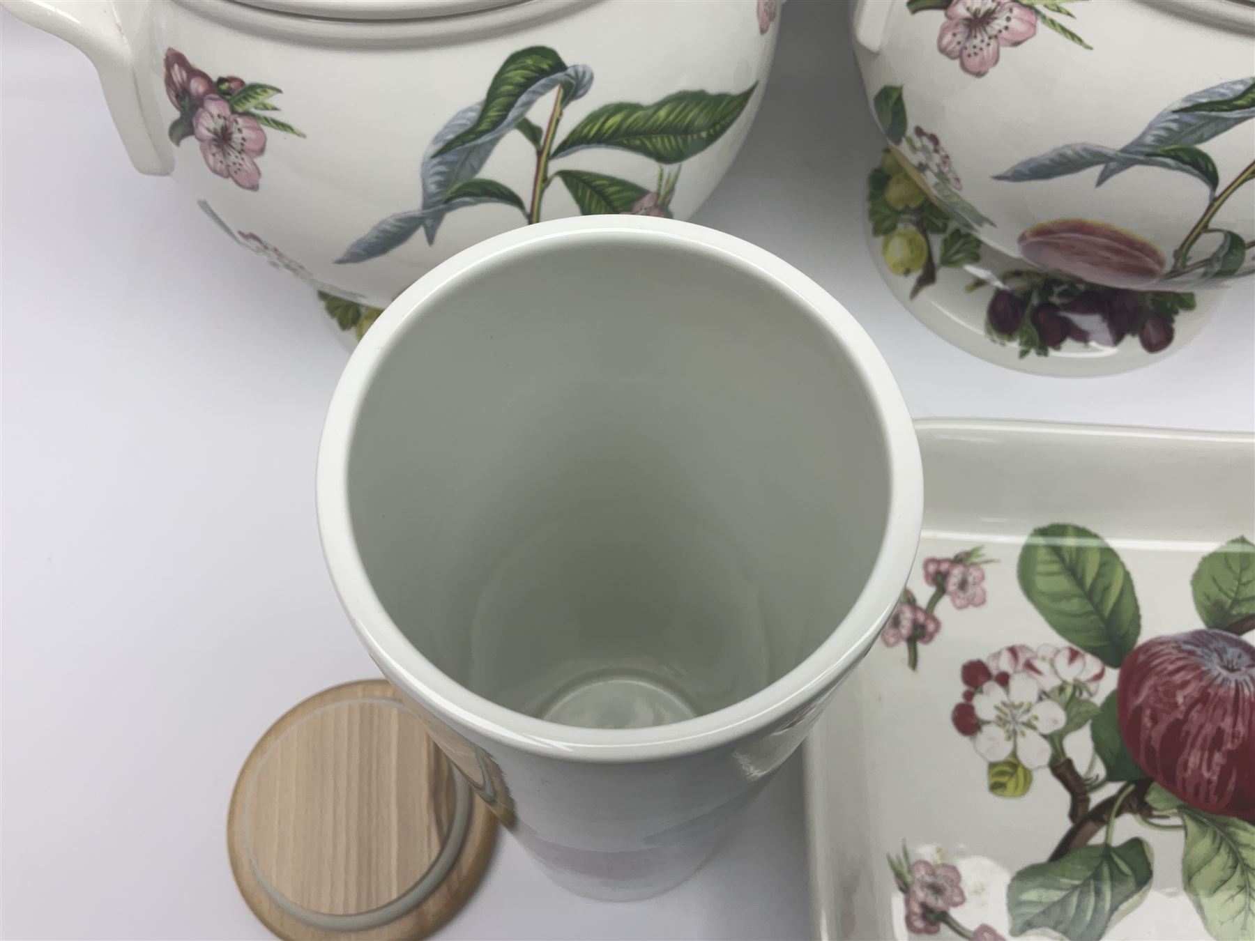 Three Portmeirion soup tureens with covers and ladles, together with vases, large bowls and other Portmeirion items