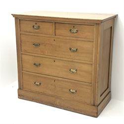 *Late Victorian walnut chest fitted with two short and three long drawers, W104cm, H100cm, D49cm
