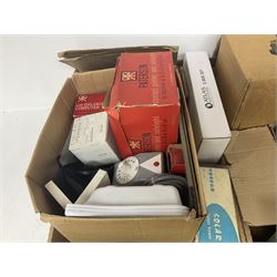 Large collection of projectors and equipment, to include Alphaxia Gnome projector, Kodak Brownie projector, slide containers, projector screen, etc, in six boxes